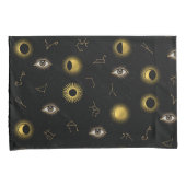 Black Gold Celestial Sun & Moon Zodiac Eye Kissenbezug (Vorderseite-Rechts)