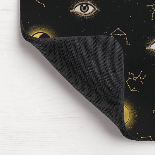 Black Gold Celestial Sun & Moon Zodiac Eye Mousepad (Ecke)