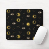 Black Gold Celestial Sun & Moon Zodiac Eye Mousepad (Mit Mouse)