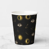 Black Gold Celestial Sun & Moon Zodiac Eye Pappbecher (Links)