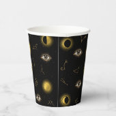 Black Gold Celestial Sun & Moon Zodiac Eye Pappbecher (Rechts)