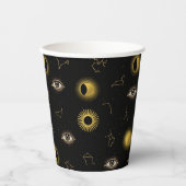 Black Gold Celestial Sun & Moon Zodiac Eye Pappbecher (Vorderseite)