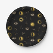 Black Gold Celestial Sun & Moon Zodiac Eye Pappteller (Vorderseite)