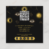 Black Gold Celestial Sun & Moon Zodiac Eye Quadratische Visitenkarte (Rückseite)