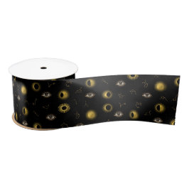 Black Gold Celestial Sun & Moon Zodiac Eye Satinband