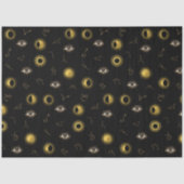 Black Gold Celestial Sun & Moon Zodiac Eye Seidenpapier (Vorderseite)