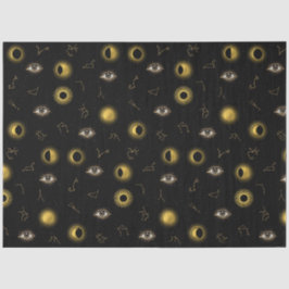 Black Gold Celestial Sun & Moon Zodiac Eye Seidenpapier