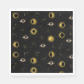 Black Gold Celestial Sun & Moon Zodiac Eye Serviette (Vorderseite)