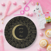 Black & Gold Celestial Sunburst Moon Wedding Pappteller (Party)