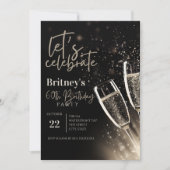 Black Gold Champagne 60. Geburtstagsparty Einladung (Vorderseite)