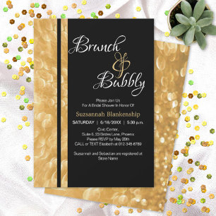 Black & Gold Champagne Brunch & Bubbly Einladung