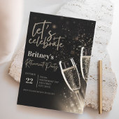 Black Gold Champagner Rente Party Einladung