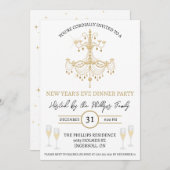 Black & Gold, Champagner, Silvesterabend Party Einladung (Vorne/Hinten)