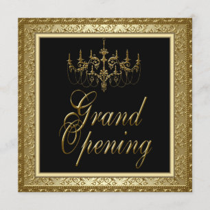 Black Gold Chandelier Business Grand Opening Einladung
