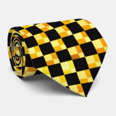 Black Gold Checkerboard Style Art Krawatte (Gerollt)