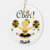 Black & Gold Cheer Blonde Cheerleader Ornament (Links)