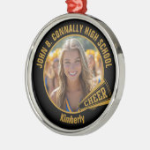 Black Gold Cheerleader Photo Christmas Ornament Aus Metall (Links)