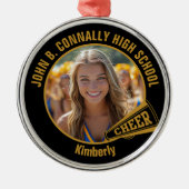Black Gold Cheerleader Photo Christmas Ornament Aus Metall (Vorne)