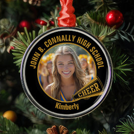 Black Gold Cheerleader Photo Christmas Ornament Aus Metall