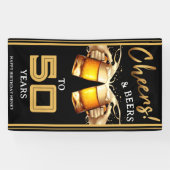 Black & Gold Cheers & Biere 50 Jahre 50. Geburtsta Banner (Horizontal)
