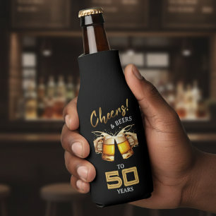 Black & Gold Cheers & Biere 50 Jahre 50. Geburtsta Flaschenkühler