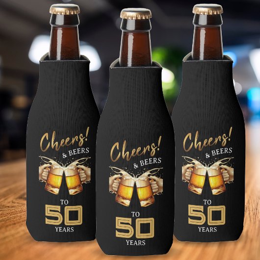Black & Gold Cheers & Biere 50 Jahre 50. Geburtsta Flaschenkühler