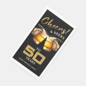 Black & Gold Cheers & Biere 50 Jahre 50. Geburtsta Serviette (Ecke)