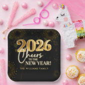 Black Gold Cheers New Years Eve Party Pappteller (Party)