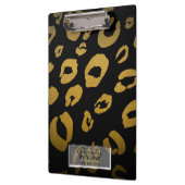 Black & Gold Cheetah Leopard Glam Personalisiert Klemmbrett (Links)