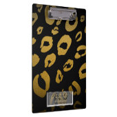 Black & Gold Cheetah Leopard Glam Personalisiert Klemmbrett (Rechts)