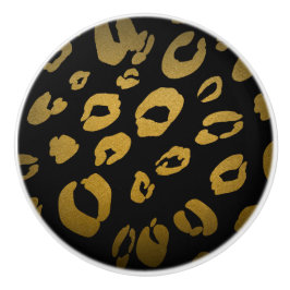 Black & Gold Cheetah Leopard Print Elegantes Glam Keramikknauf
