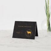 Black Gold Chic Beef Meal Choice Guest Name Card Dankeskarte (Vorderseite)
