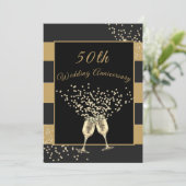 Black Gold Chic Elegant zum 50. Hochzeitstag Einladung (Stehend Vorderseite)