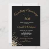 Black Gold Chic Elegant zum 50. Hochzeitstag Einladung (Rückseite)