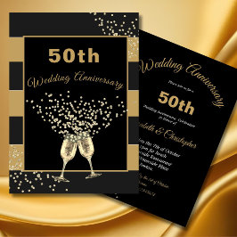 Black Gold Chic Elegant zum 50. Hochzeitstag Einladung