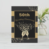 Black Gold Chic Elegant zum 50. Hochzeitstag Einladung (Stehend Vorderseite)