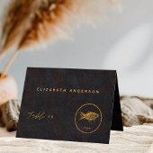 Black Gold Chic Fish Meal Choice Gästekarte Dankeskarte