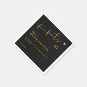 Black Gold Chic Moderne Fun Fakten Skript Hochzeit Serviette (Ecke)