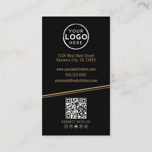 Black Gold Chic Real Estate Visitenkarte (Rückseite)