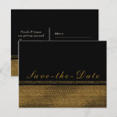 Black & Gold Chic Sparkling Glam Save the Date Ankündigungspostkarte (Vorne/Hinten)
