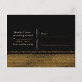 Black & Gold Chic Sparkling Glam Save the Date Ankündigungspostkarte (Rückseite)
