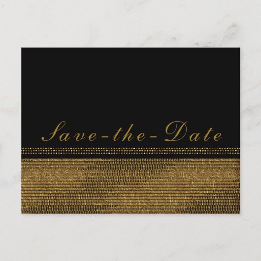Black & Gold Chic Sparkling Glam Save the Date Ankündigungspostkarte (Vorderseite)