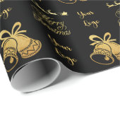 Black Gold Chic Weihnachtsbaum Privatkundenlogo Geschenkpapier (Rolleneckpunkt)