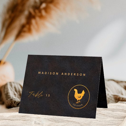 Black Gold Chicken Meal Choice Gästekarte Dankeskarte