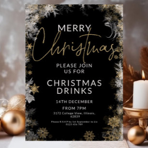 Black & Gold Christmas Drinks Party Einladung