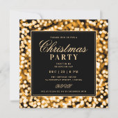 Black & Gold Christmas Glam Lights Holiday Party Einladung (Vorderseite)