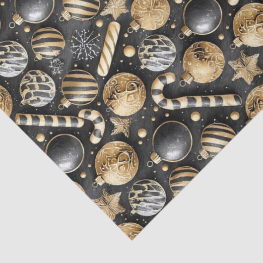 Black Gold Christmas Pattern#12 ID1009 Seidenpapier (Detail)