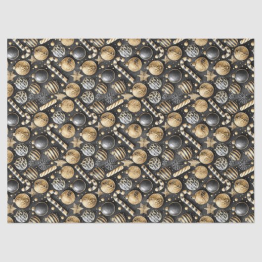 Black Gold Christmas Pattern#12 ID1009 Seidenpapier (Vorderseite)