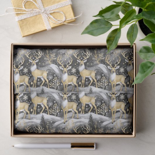 Black Gold Christmas Pattern#14 ID1009 Seidenpapier (Geschenk)