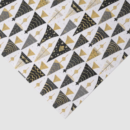 Black Gold Christmas Pattern#25 ID1009 Seidenpapier (Detail)